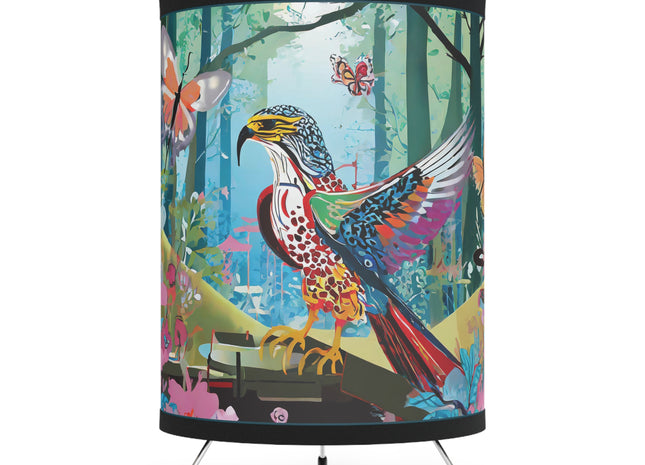 A Colorful Raptor Tripod Lamp