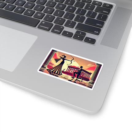 Art Deco Valentine's Romance Kiss-Cut Stickers (4 Sizes)