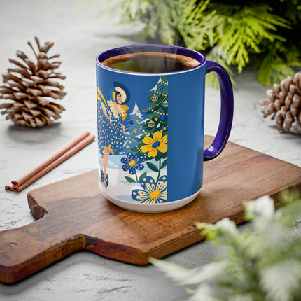 💙🌼 The Bluebell Christmas Promenade Colorful Mug – Art Deco Holiday Fantasy