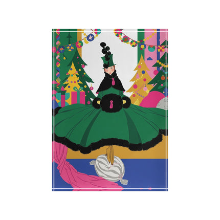 🎄🎁 The Emerald Christmas Belle Acrylic Art Block – Colorful Holiday Fashion Fantasy