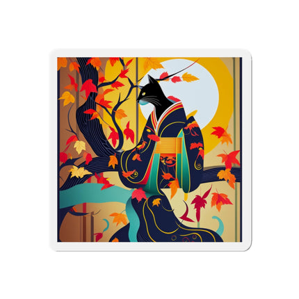 Black Cat in Kimono Die-Cut Magnets (5 Sizes)