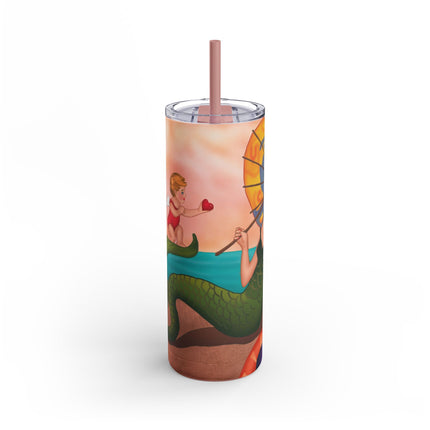 Mermaid with Parasol and Cupid by George Barbier Skinny Matte Tumbler, 20oz