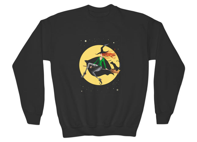 A Witch’s Moonlit Flight Youth Crewneck Sweatshirt