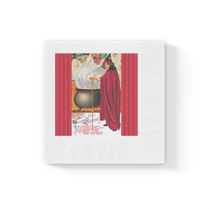 The Hallowe'en Cauldron In the Firelight's Gleam White Coined Napkins