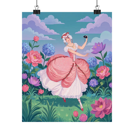 🎭🌸 The Lady Of The Garden Masquerade Matte Vertical Poster – Art Deco Fashion Illustration