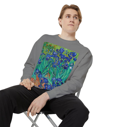 Irises by Vincent Van Gogh Unisex Garment-Dyed Sweatshirt