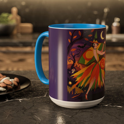 🎃🧙 The Witch Of Jack-O'-Lantern Hollow Colorful Mug – Whimsical Halloween Charm