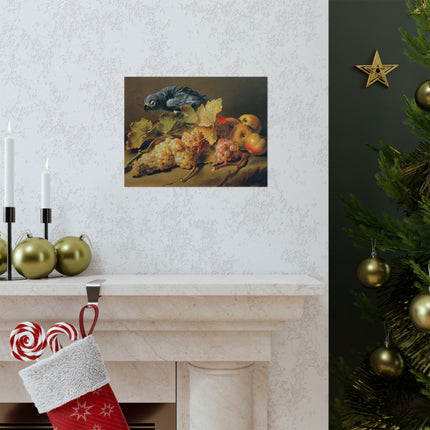 Still Life with Parrot and Grapes by Erasmus Von Engert Matte Horizontal Posters