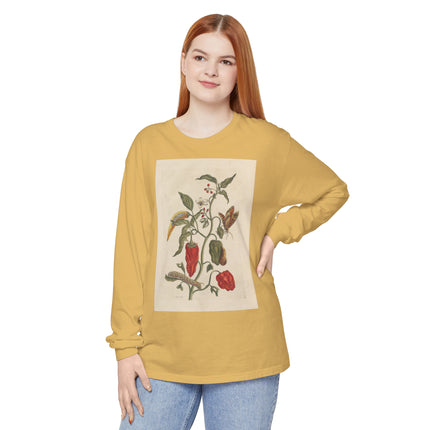 Botanical Pl.15 by Maria Sibylla Merian Garment-dyed Long Sleeve T-Shirt