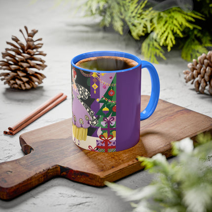 🎁✨ The Lavender Christmas Masquerade Colorful Mug – Art Deco Holiday Fantasy
