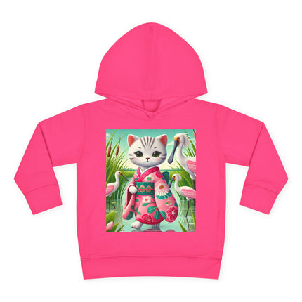 Geisha Kitten Strolls Among the Spoonbills Toddler Pullover Fleece Hoodie