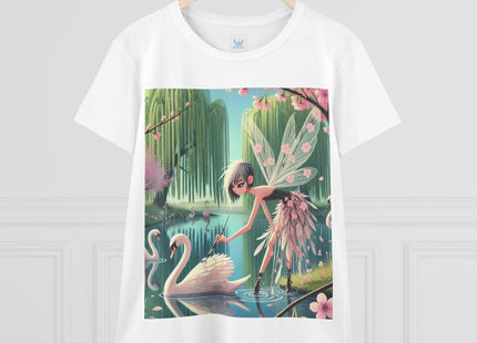 A Fairy Painting a Swan Cotton Tee