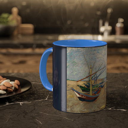 Fishing Boats on the Beach at Saintes-Maries by Vincent Van Gogh Colorful Mugs, 11oz
