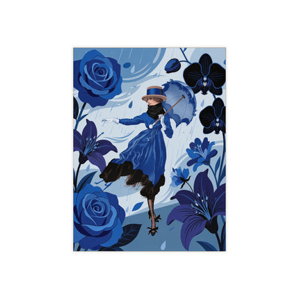 ☔💙 The Blue Rain Promenade Ceramic Tile – Art Deco Floral Fashion