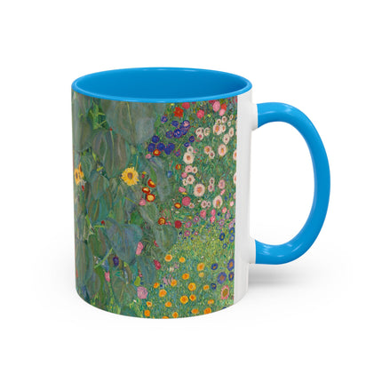 Farm Garden with Sunflowers by Gustav Klimt Colorful Mugs (11oz, 15oz)