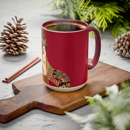 Butterfly Empress of the Crimson Pavilion Colorful Mug (11oz, 15oz) – Art Deco Beauty, Butterfly Elegance & Ornamental Style