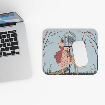 🦚🌸 The Ladies Of The Aviary Garden Mouse Pad – Art Deco Peacock Elegance