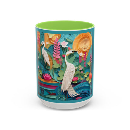 Elegant Egret Oasis Colorful Mugs (11oz, 15oz)