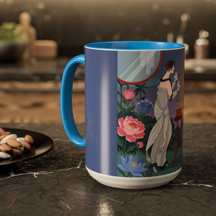 Whispers to the Golden Songbird Colorful Mugs – Art Deco Garden Elegance