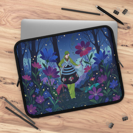 🌙🌸 The Lady Of The Firefly Garden Laptop Sleeve – Art Deco Floral Fantasy