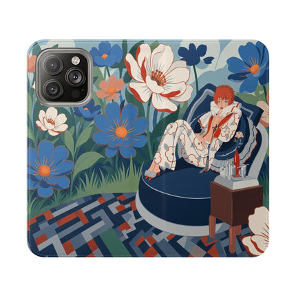 🌺🪞 The Lady Of The Grand Flower Salon Flip Case – Art Deco Floral Elegance