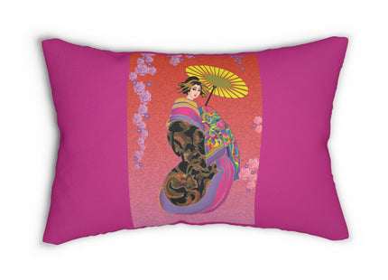 Enchanting Geisha Spun Polyester Lumbar Pillow