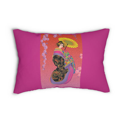 Enchanting Geisha Spun Polyester Lumbar Pillow