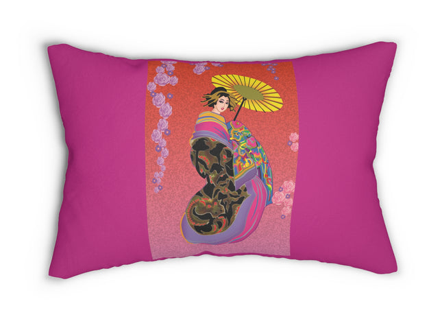 Enchanting Geisha Spun Polyester Lumbar Pillow