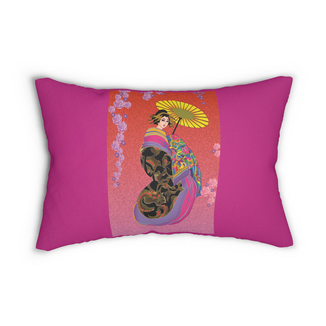 Enchanting Geisha Spun Polyester Lumbar Pillow