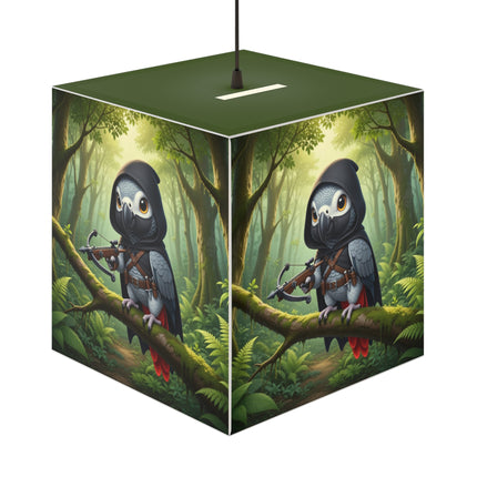 🪶🌲 The African Grey Sentinel Light Cube Lamp – Quiet Strength & Woodland Adventure