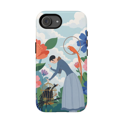 🦜🌺 The Lady Of The Garden Aviary Phone Case – Art Deco Floral Whimsy