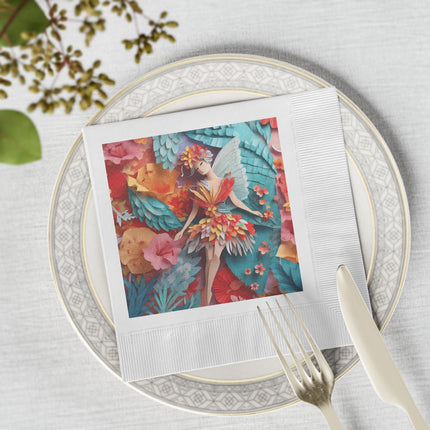 Hibiscus Fairy White Coined Napkins