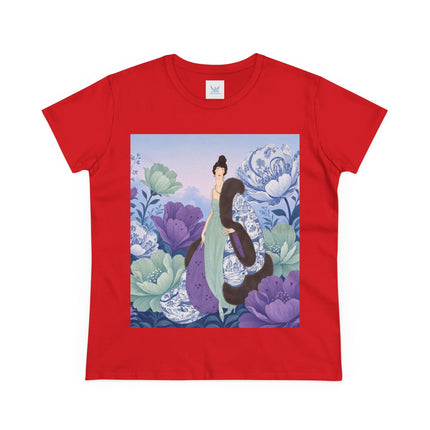 💜🌸 The Lavender Porcelain Garden Cotton Tee – Art Deco Fashion Elegance