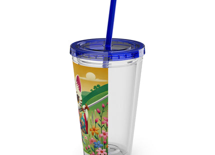 Samurai Kitten Sunsplash Tumbler with Straw, 16oz