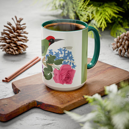 Woodpecker & Rose Colorful Mugs – Vibrant Spring & Bold Beauty