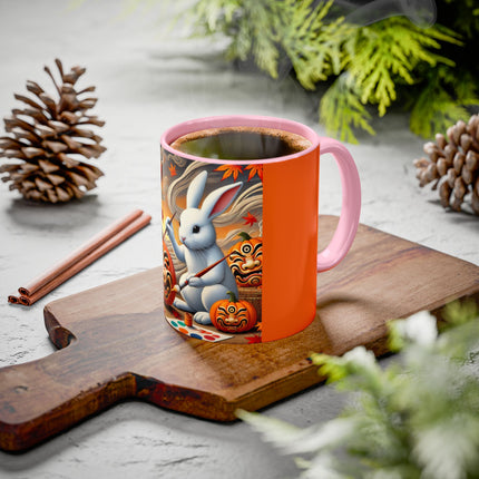 Halloween Rabbit’s Kabuki Jack-o’-Lanterns Colorful Mugs (11oz, 15oz)