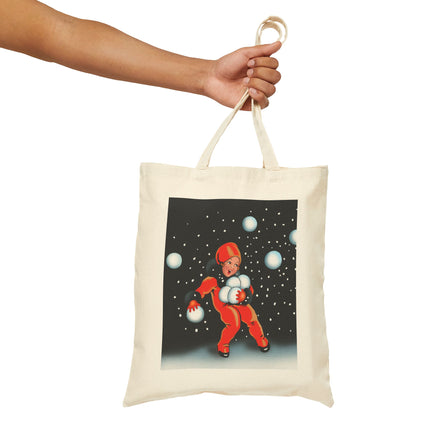 Festive Snowball Cotton Canvas Tote Bag
