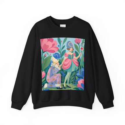 🌸🎭 The Garden Masquerade Crewneck Sweatshirt – Art Deco Floral Whimsy