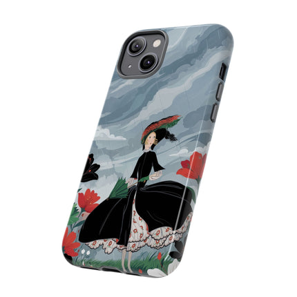🌧️🌺 The Stormy Flower Walk Phone Case – Art Deco Floral Fashion