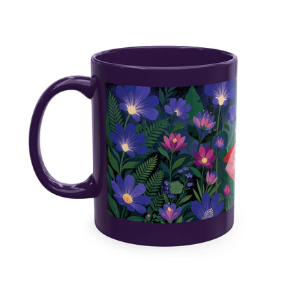 🌙🌺 The Lady Of The Midnight Flower Garden Ceramic Mug – Art Deco Floral Elegance