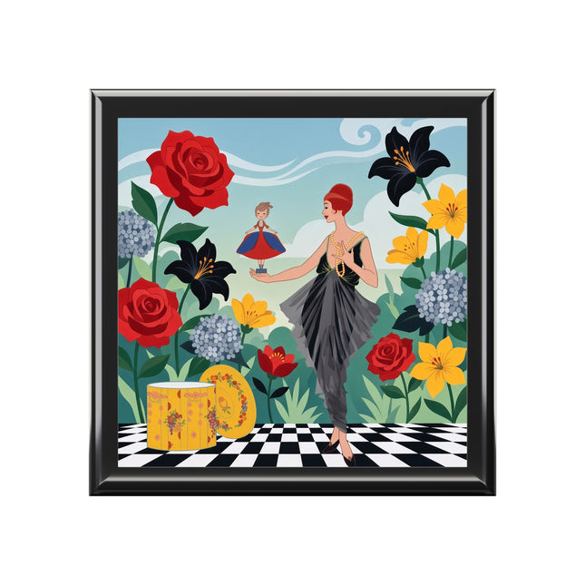 🌹🎭 The Lady Of The Little Dancer Jewelry Box – Art Deco Floral Fantasy