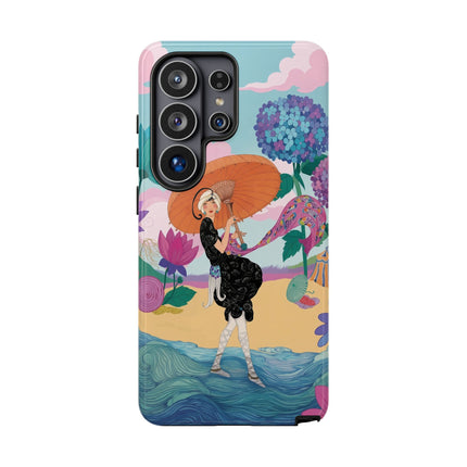 🌊☂️ The Lady Of The Flowered Seashore Phone Case – Art Deco Seaside Fashion