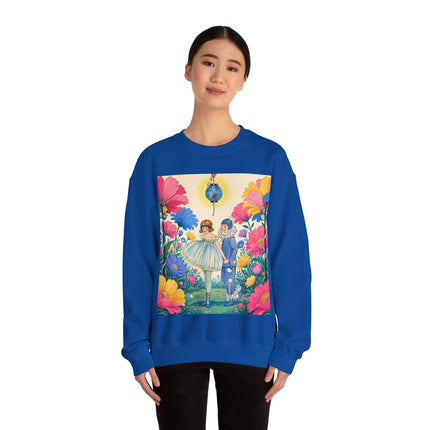 🌸🏮 The Lantern Garden Stroll Crewneck Sweatshirt – Art Deco Floral Whimsy