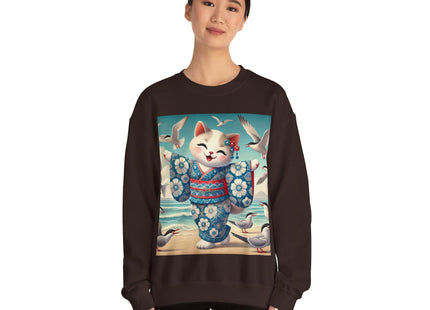 Geisha Kitten by the Seaside Heavy Blend™ Crewneck Sweatshirt