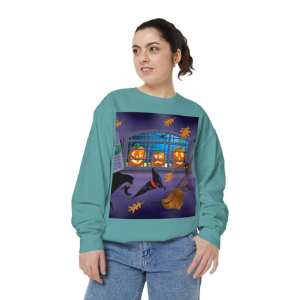Whimsical Halloween Mischief Unisex Garment-Dyed Sweatshirt
