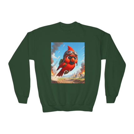 Cardinal Dive Bomber Youth Crewneck Sweatshirt – Action, Courage & High-Flying Adventure