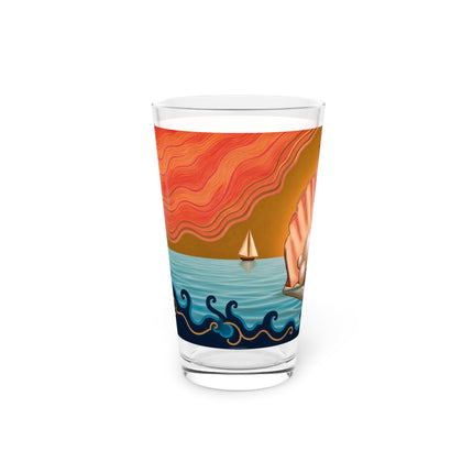 🐚⛵ The Lady Of The Pearl Shell Pint Glass – Art Deco Seaside Fantasy