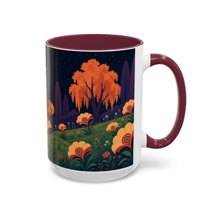 🌙🌼 The Moonlit Floral Dancer Colorful Mug – Art Deco Garden Fantasy