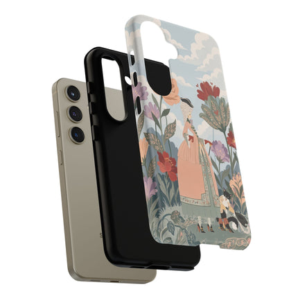 🌹🐈 The Lady And Puss In Boots Phone Case – Art Deco Floral Whimsy