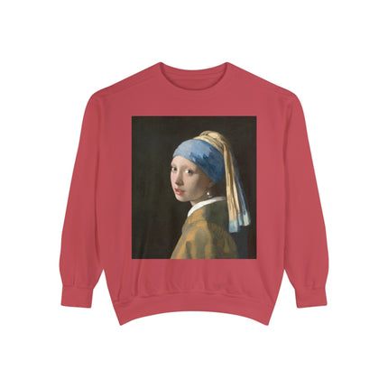 Girl with a Pearl Earring by Johannes Vermeer Unisex Garment-Dyed Sweatshirt